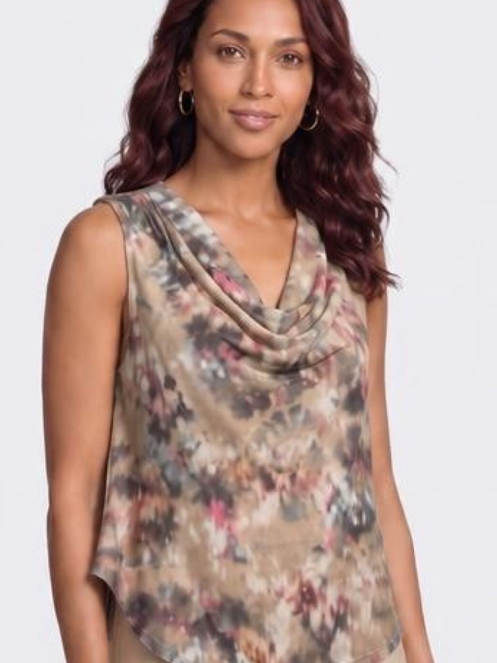 nine britton Taupe Multi Cowl Neck Sleeveless Camisole